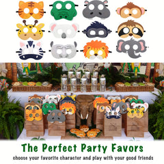 Wild Animal Felt Mask Set 10-12-22pcs Party Costume Mask