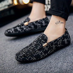 Men's Striped Loafers Lightweight Slip On Flat Shoes