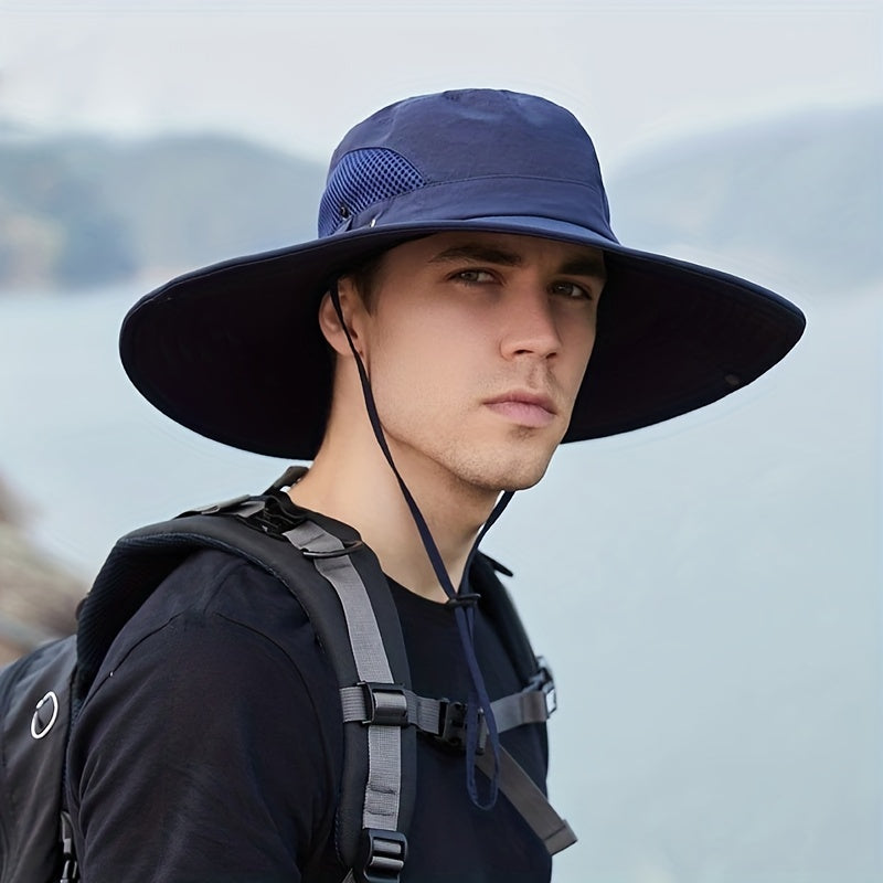 Men's Foldable Denim Bucket Hat with Hood Rope