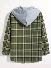 Men's Plaid Hooded Shirt Jacket for Autumn Winter