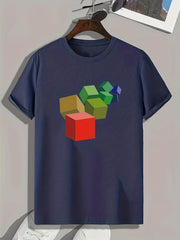Geometric Pattern Print Men's Sports T-shirt