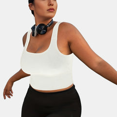  Seamless Ribbed Square Neck Sports Bra