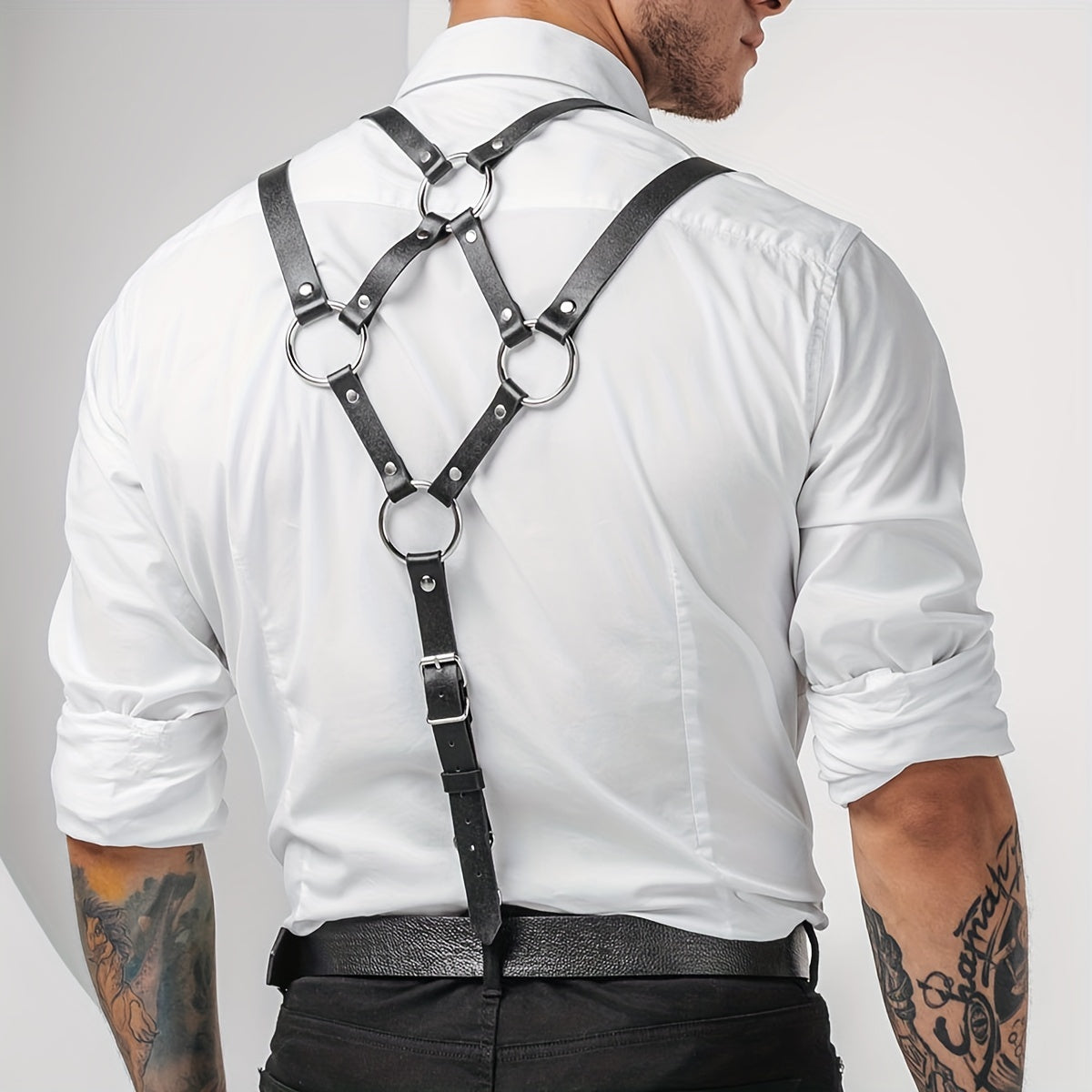 Men's Handsome Bib Pants Punk Business Shirt Straps