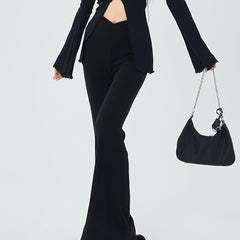 Solid Cross Long Flare Leggings High Waist Pants