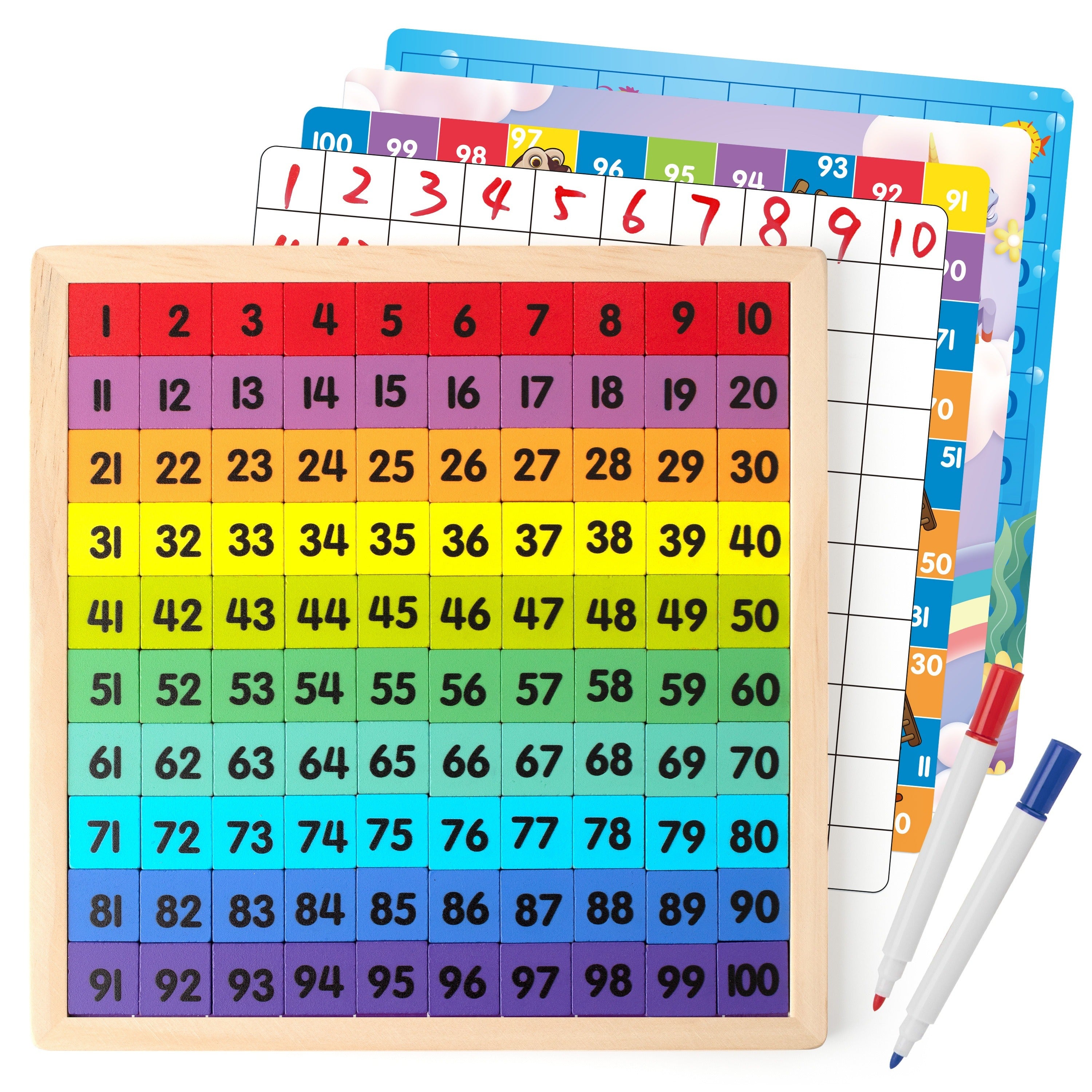 Coogam Wooden Math Hundred Board Game for Kids Ages 3-5