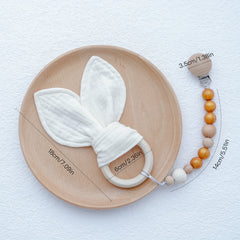 Baby Chewable Maple Wooden Teething Toy & Pacifier Accessories Set