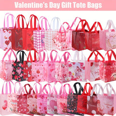 8pcs Valentines Reusable Gift Bags Treat Bags Handles Valentines Party Bags