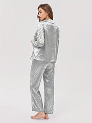 Leopard Print Pajama Set Long Sleeve Top & Pants