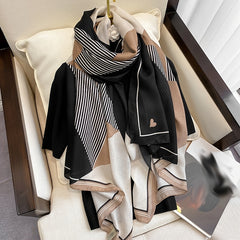 Silk Scarf Women Winter Warm Shawl Lightweight Neckerchief