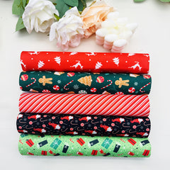 5pcs Christmas Pattern Polyester Printed Fabric Christmas Socks Gift Quilted Fab