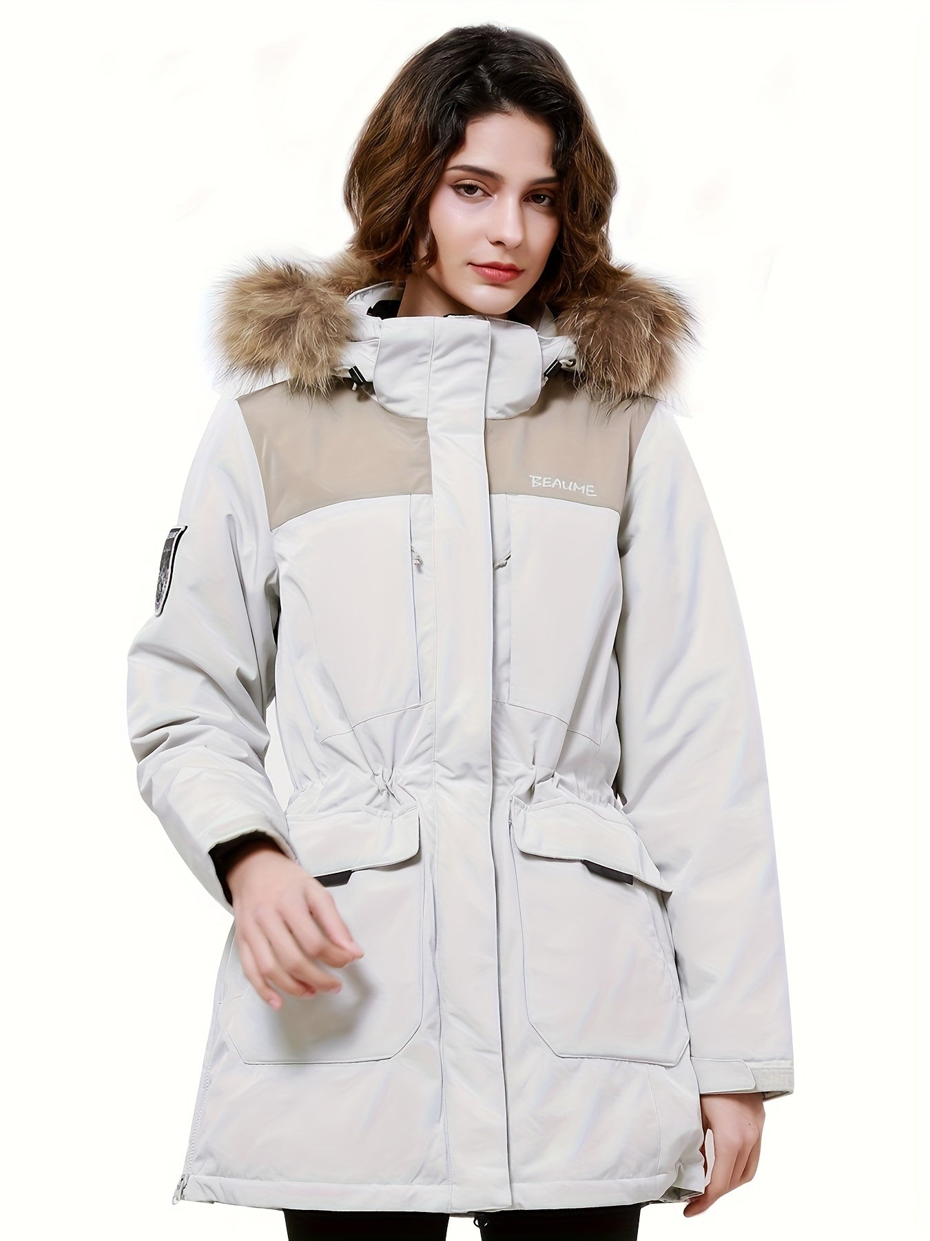 Women's Contrast Winter Down Jacket Thick Warm Sports Puff Coat