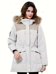 Women's Contrast Winter Down Jacket Thick Warm Sports Puff Coat