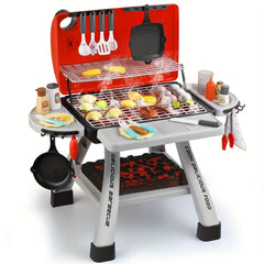 Kids BBQ Grill Playset, Realistic Sound & Light, Portable Role Play Toy