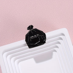 Men Garbage Bag Enamel Pins Custom Brooches Funny Punk Jewelry Gift
