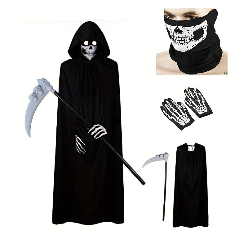 Party Cloak Skull Face Mask And Gloves Set for Cosplay Props
