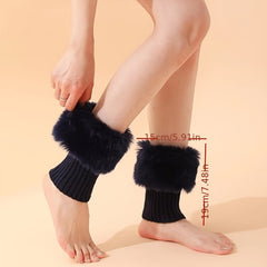 Fuzzy Stitching Leg Warmers Ribbed Socks Women's Stockings