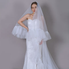 Layered Bridal Veil and Train for Wedding
