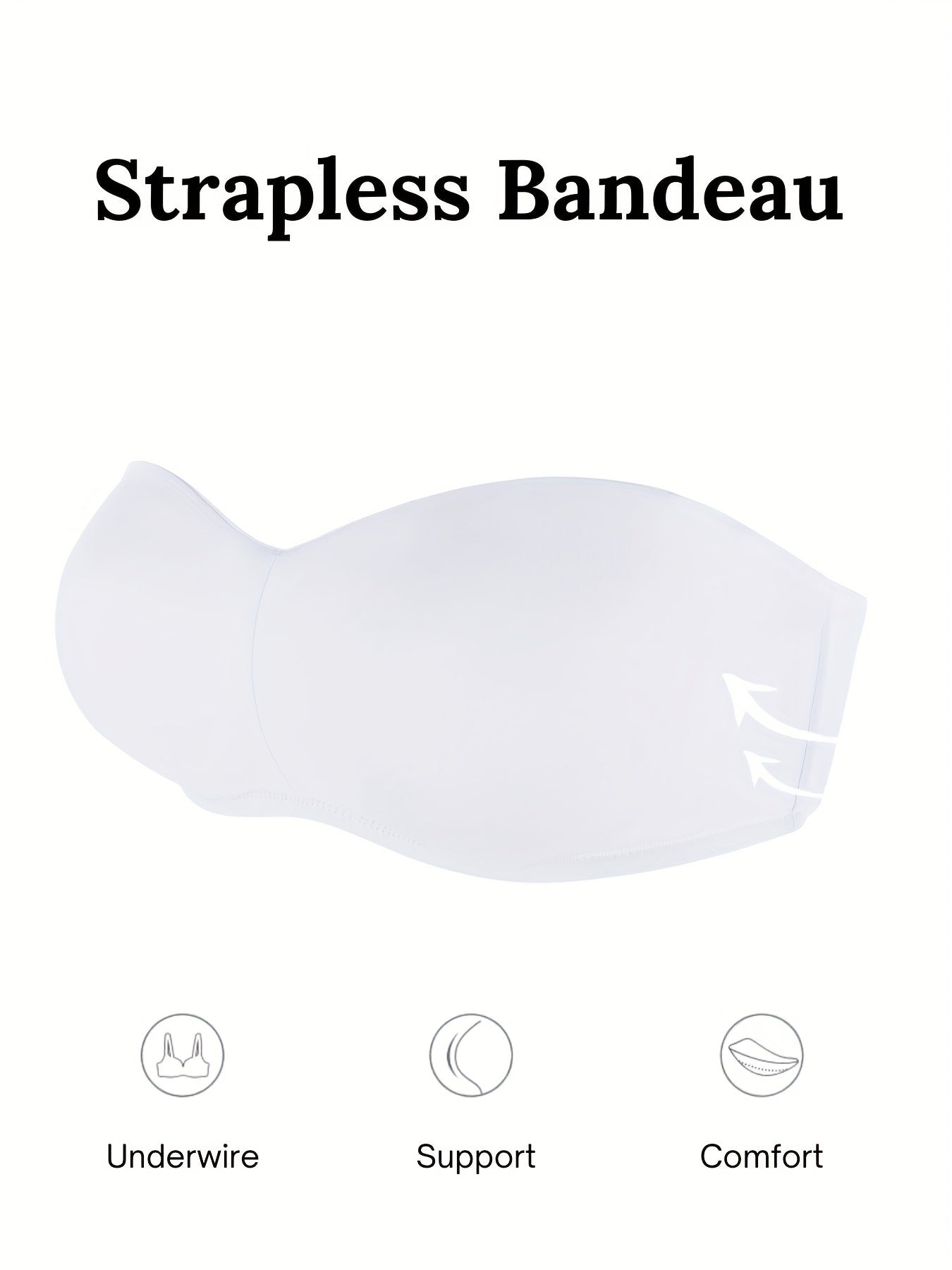  Strapless Underwire Bra w/ Removable Pads & Translucent Straps