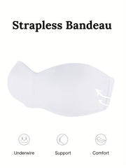  Strapless Underwire Bra w/ Removable Pads & Translucent Straps