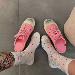 Polka Dot Print Socks Sweet & Breathable All-match Stockings