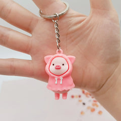 PVC Raincoat Pig Key Ring 1PCS Cute Keychain for Kids