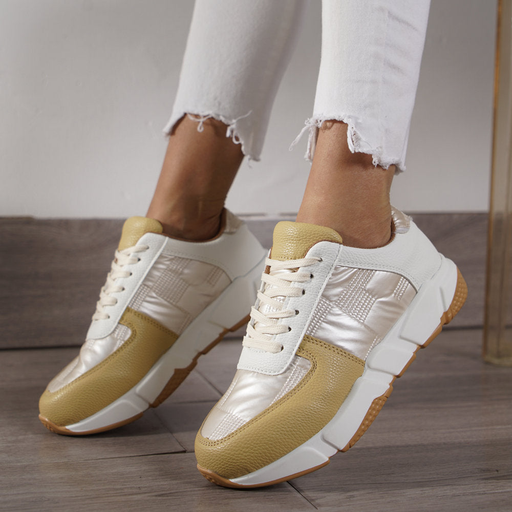 Colorblock Low Top Lace-Up Casual Shoes for Women