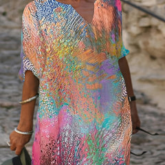  Casual Dress Women's Plus Print Short Sleeve Dress