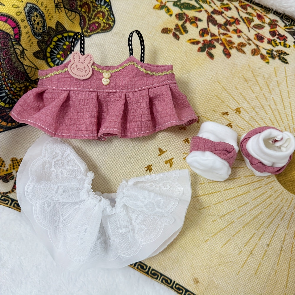 Doll Clothes for Plush Doll - Colourful Skirt and Shoes
