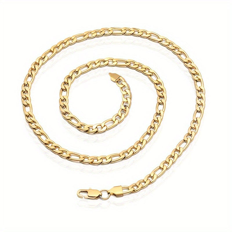 Golden Titanium Steel Chain Necklace Hip Hop Jewelry