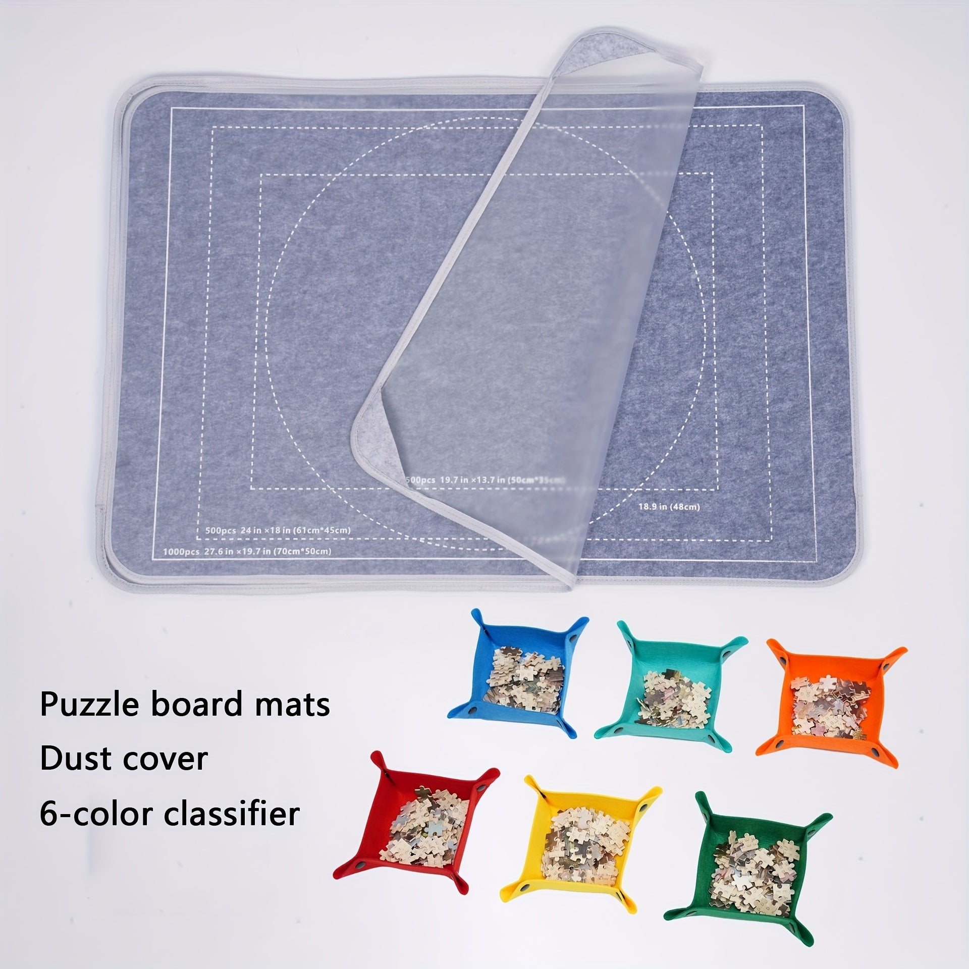Foldable Puzzle Board Mat with Trays & Lid - 500/1000pc Storage