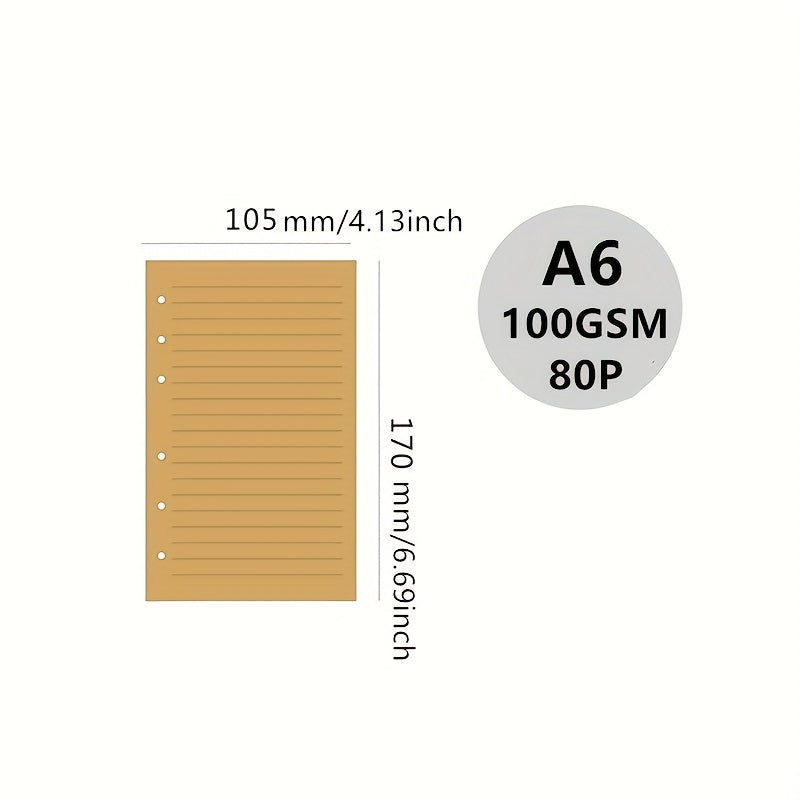 Loose Leaf Paper, 80 Sheets, 6-Hole Core, 10.5x4.13x0