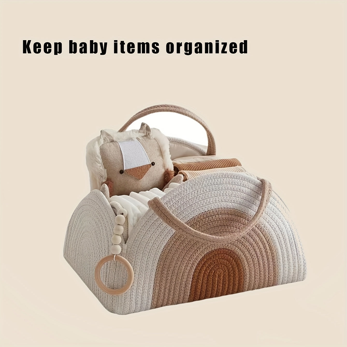 Woven Diaper Storage Basket for Moms - Durable Polyester Material