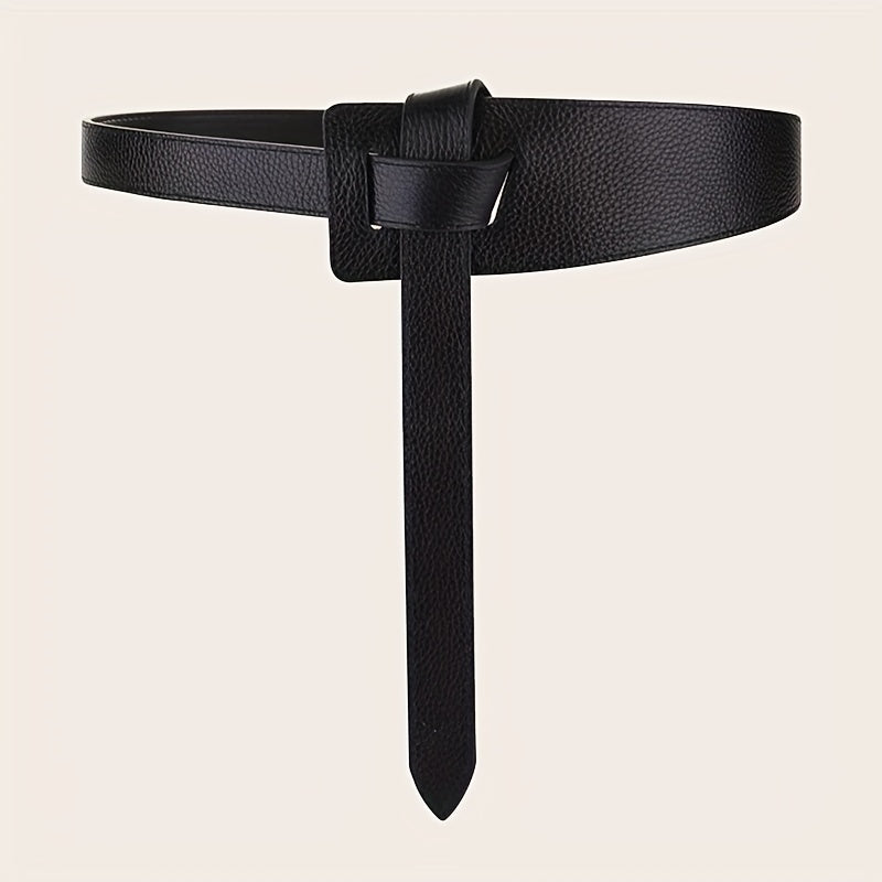 Knotted PU Leather Belt Casual Wide Coat Dress Girdle For Women