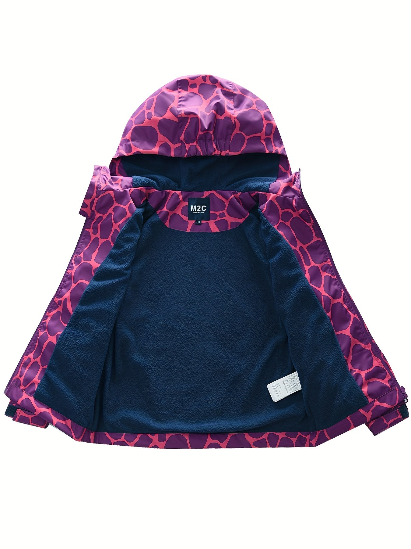 Girls Waterproof Hooded Jacket with Thermal Fleece and Pocket