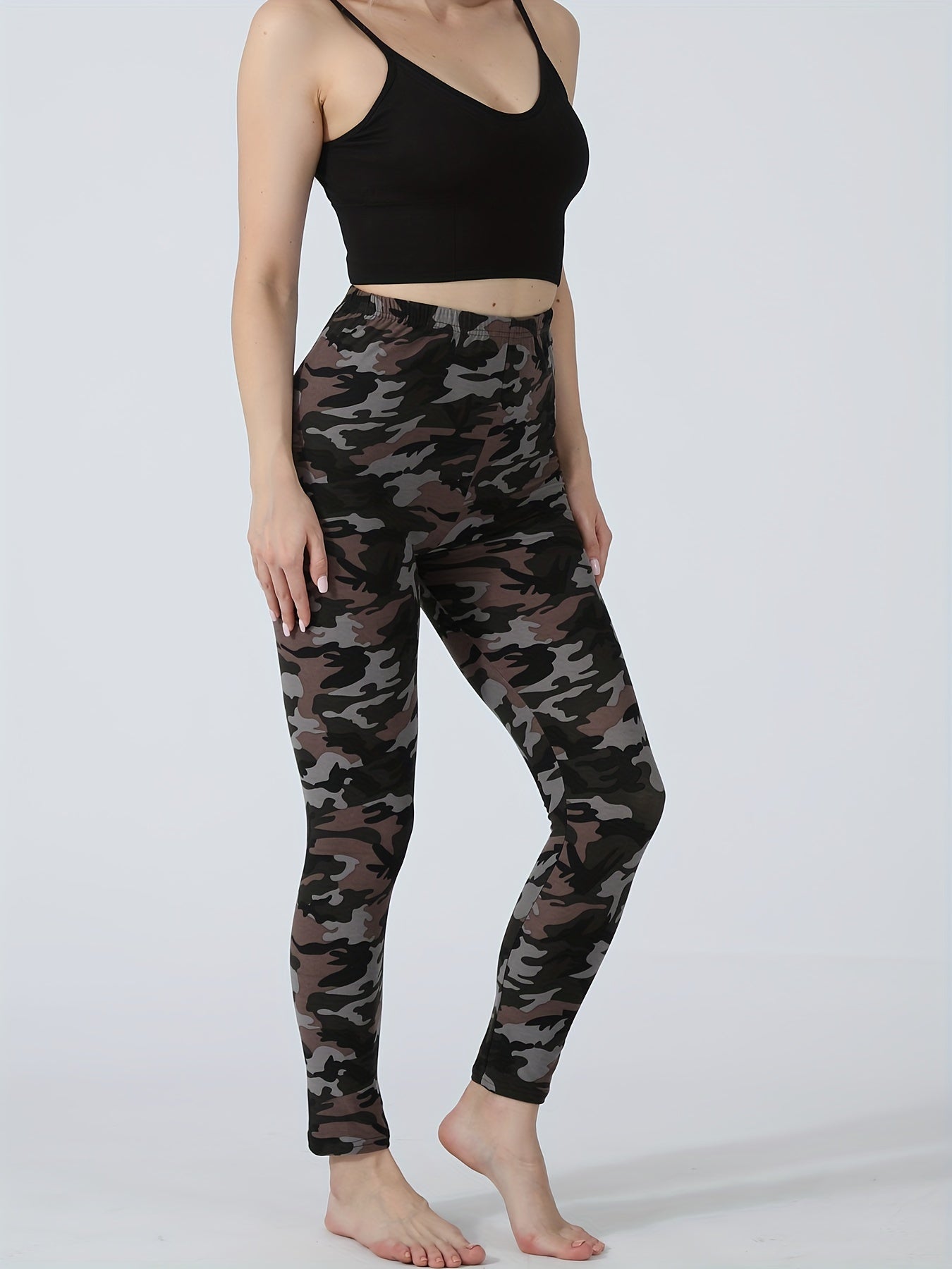 Camo Print Lounge Pants Casual Slim Elastic Waistband Pants