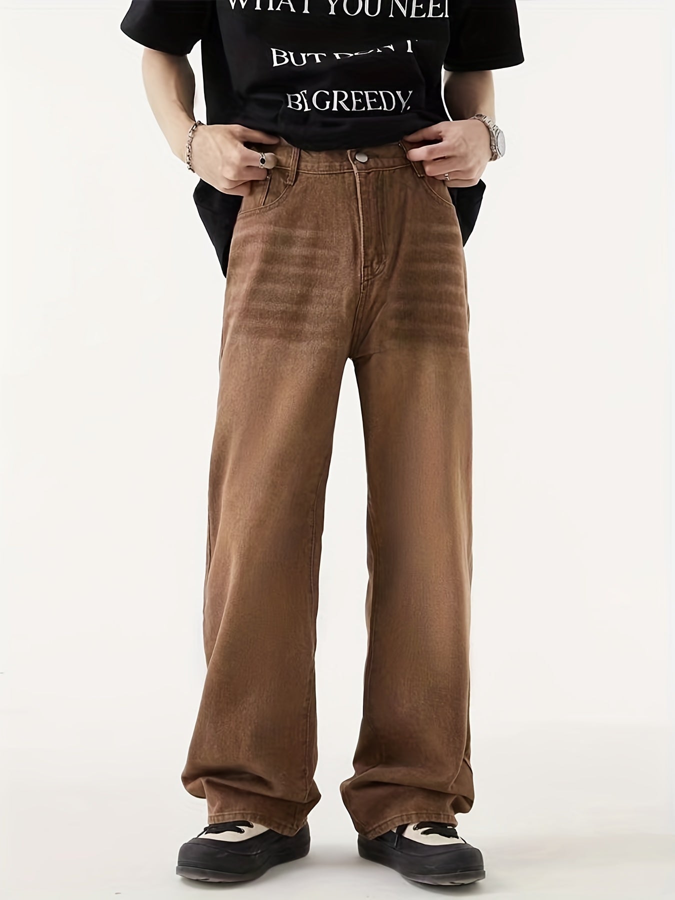 Y2k Vintage Straight Leg Jeans Men's Washed Denim Pants