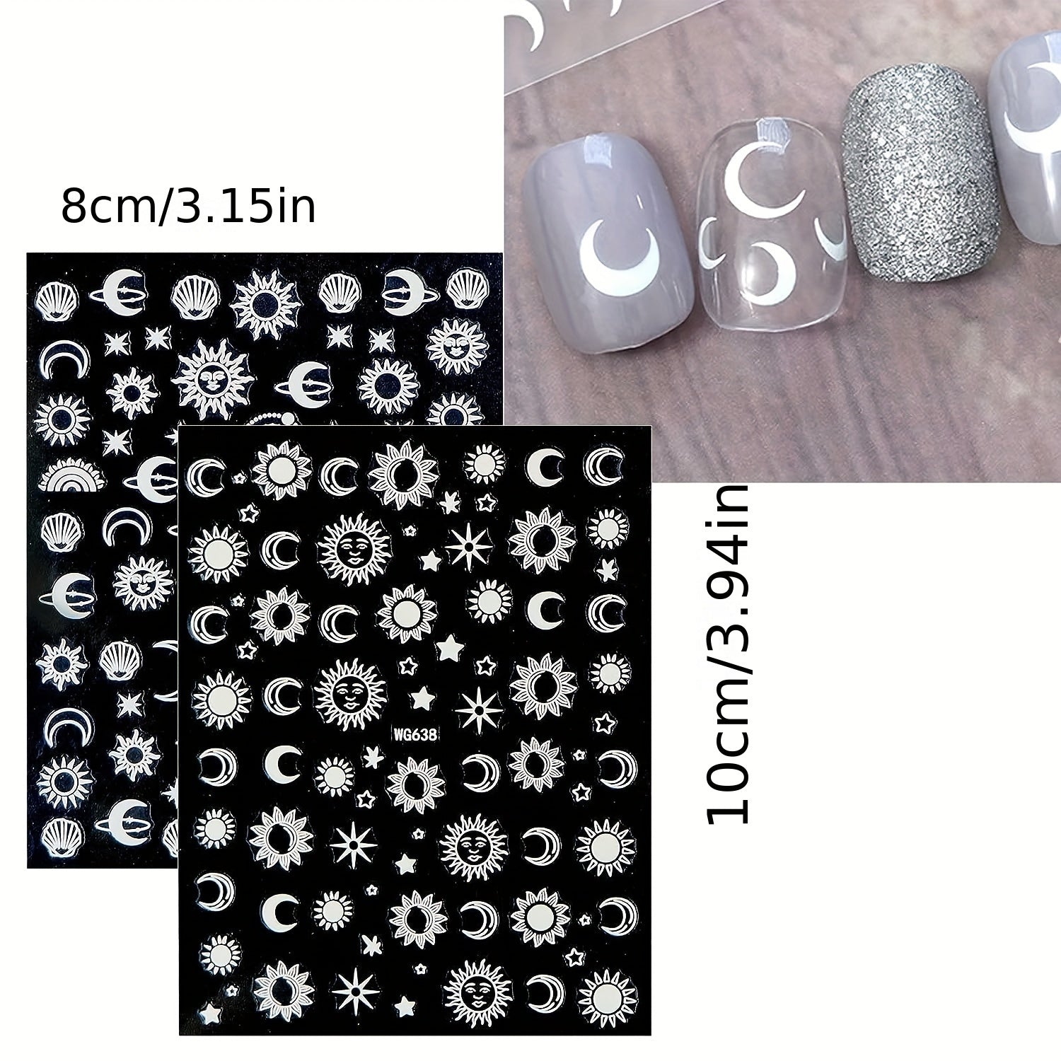 Colorful Moon Star Sun Nail Art Stickers Decals Self Adhesive Pegatinas