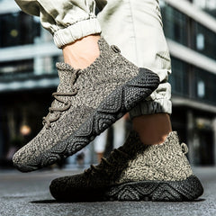 Men's Breathable Woven Knit Cushioned Shoes Lightweight Outdoor Sneakers