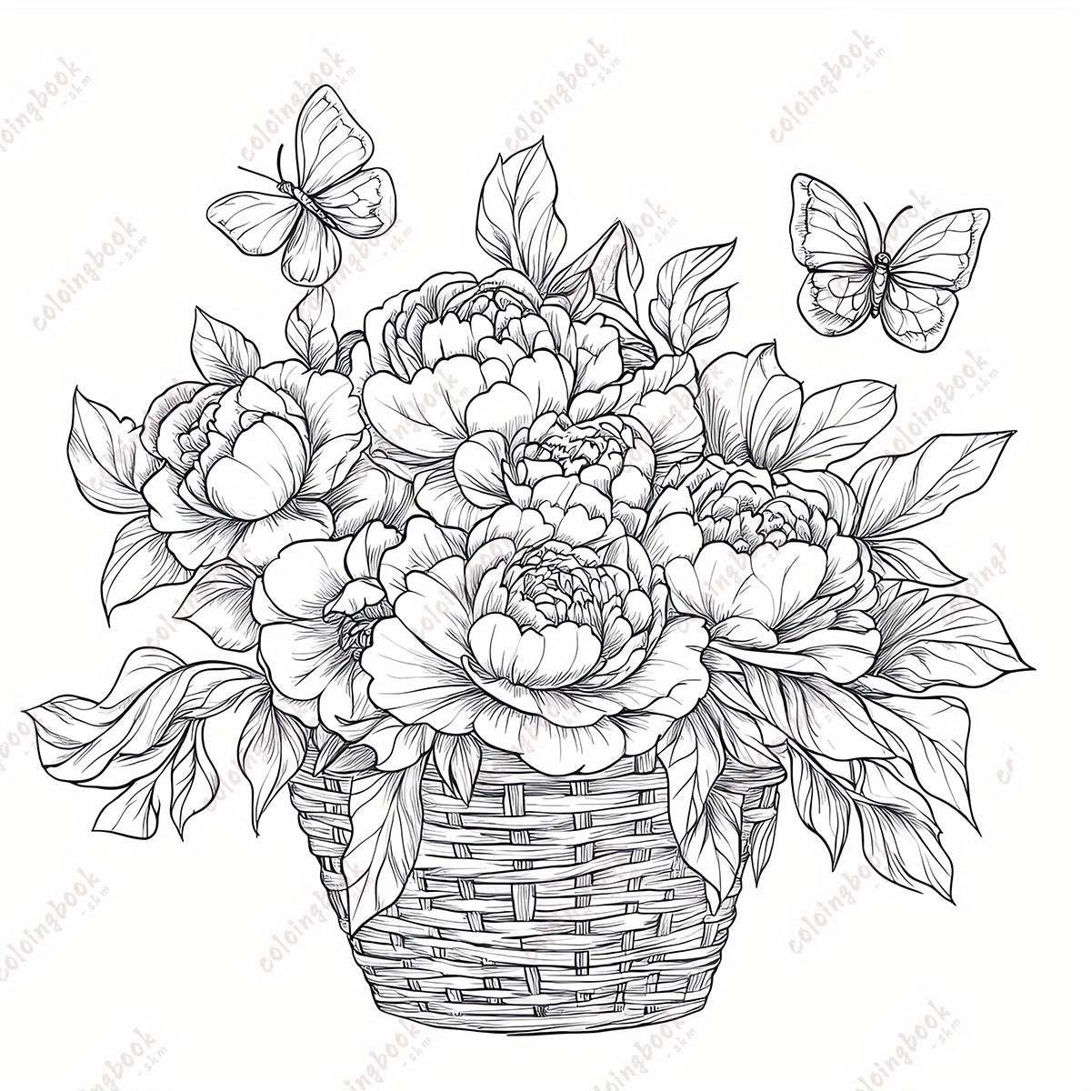 HQY Deluxe Peony Painting Coloring Book 22 Pages