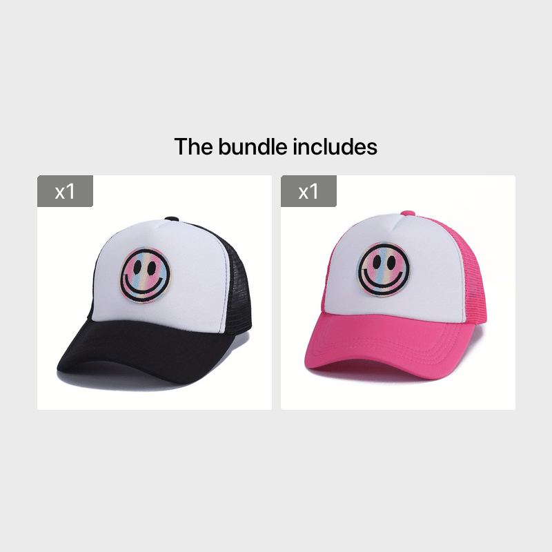 Men's Laser Happy Face Labeling Sponge Adjustable Baseball Cap