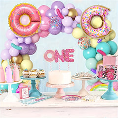 139pcs Pastel Donut Balloon Garland Arch Set Sweet One Birthday Party Decoration