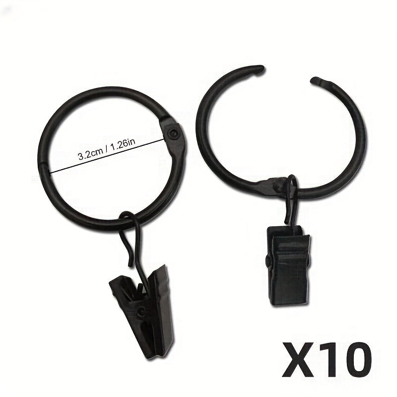 10pcs Metal Snap Ring Clips for Hanging Curtain Shower Curtain Hook Clips