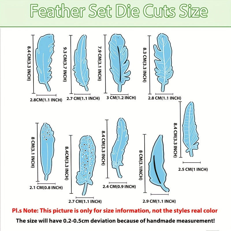Feather Metal Cutting Dies 9pcs Set for Card Making Wedding Birthday