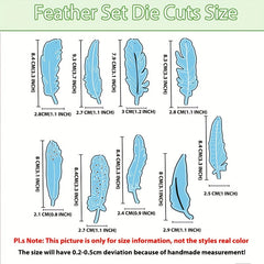 Feather Metal Cutting Dies 9pcs Set for Card Making Wedding Birthday