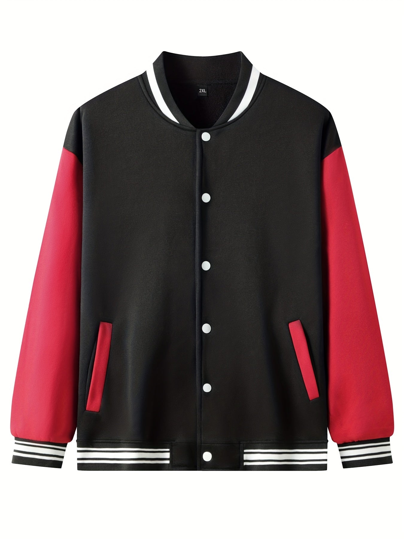 Men's Varsity Jacket Casual Block Button Up Jacket Spring Fall