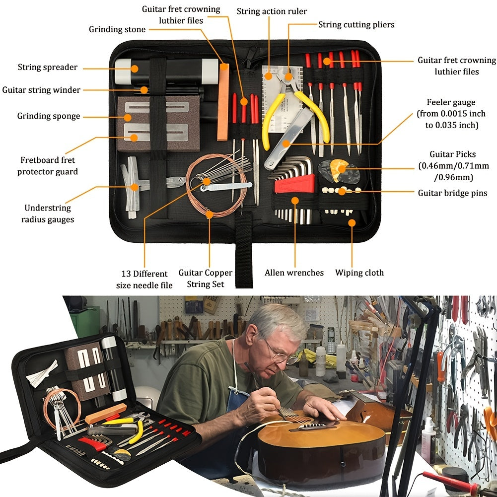 51pcs Guitar Care Kit: Tools for Guitar Setup Maintenance & Repair