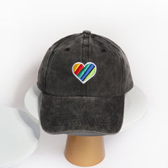 Rainbow Love Embroidery Baseball Cap Cotton Washed LGBT Pride Couple Dad Hats