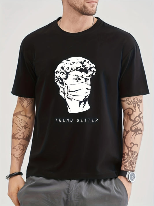 Cotton David Mask Print Men's Graphic Tee Casual Comfy Tshirt