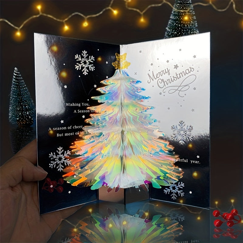 3D Christmas Greeting Card with Flashing Light Tree