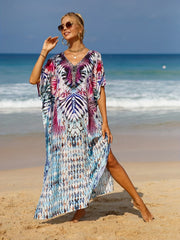  Boho Cover Up Women's Plus Animal Print Bat Sleeve